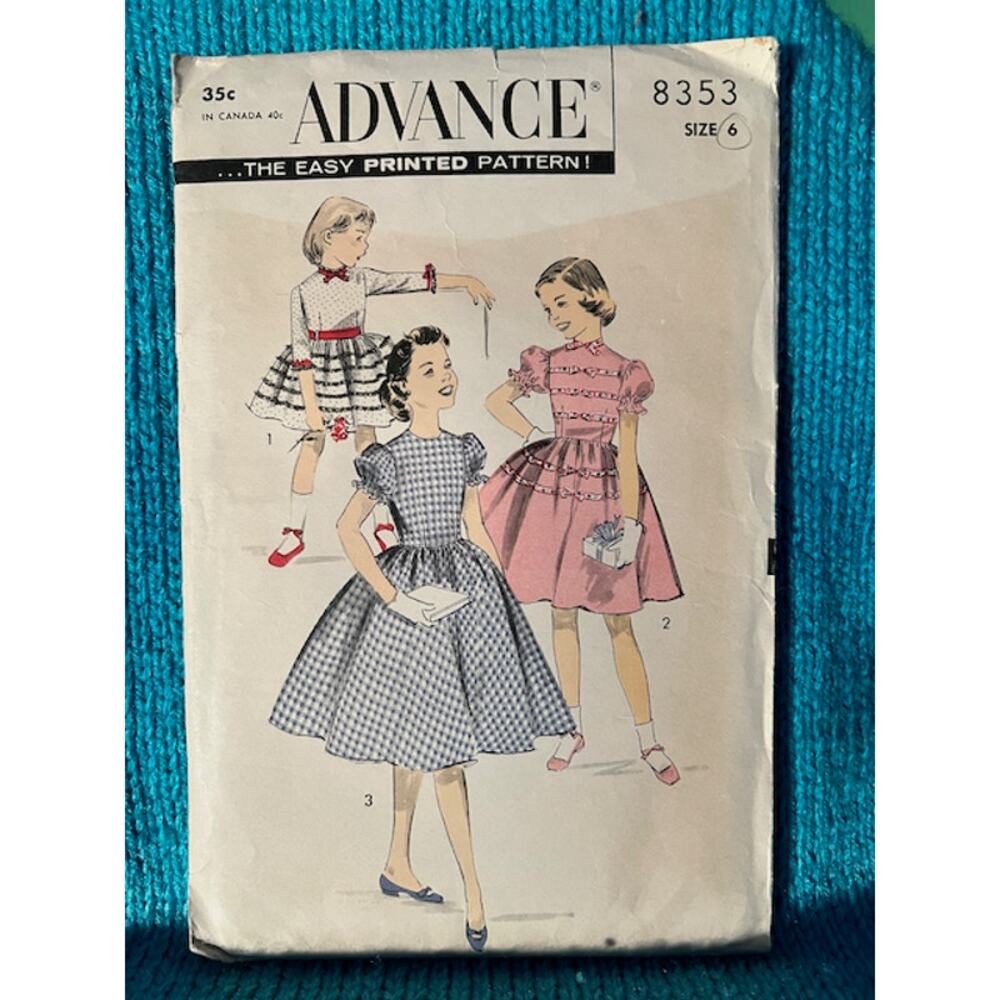 Advance 8353 girls circle skirt dress 1950s